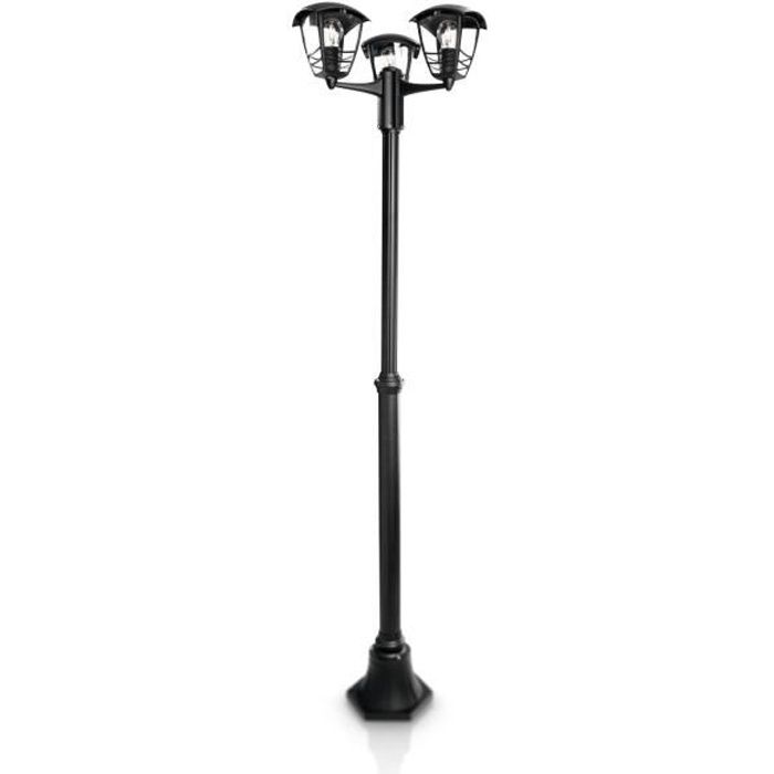 CREEK-Lampadaire d'extérieur 3 Lumières Métal H184cm Noir Philips
