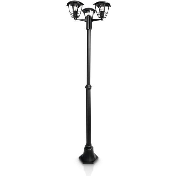 CREEK-Lampadaire dextérieur 3 Lumières Métal H184cm Noir Philips