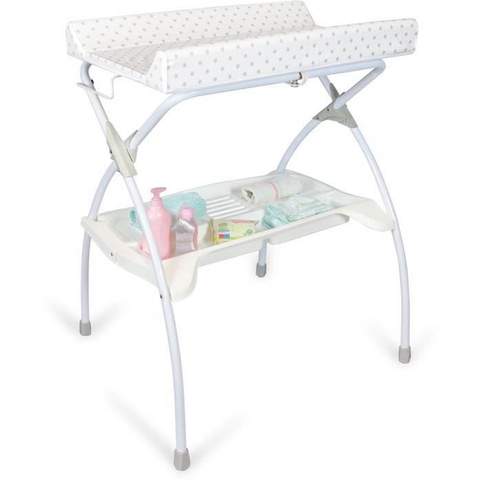 Table à langer pliante MOON avec plan à langer - Matière PVC - Etoile grise - BABYLAND / made in Ita