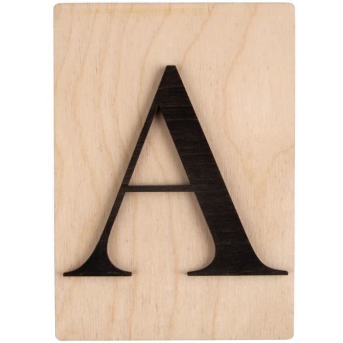 Lettres en bois déco façon Scrabble - 14,9 x 10,5 cm A