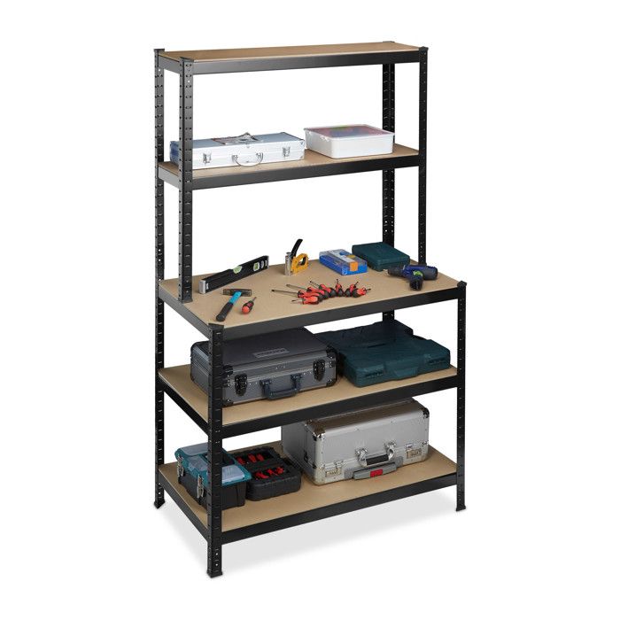 Relaxdays Étagère Charge Lourde 900kg - 5 Niveaux 180x100x60cm - Pour Garage, Cave