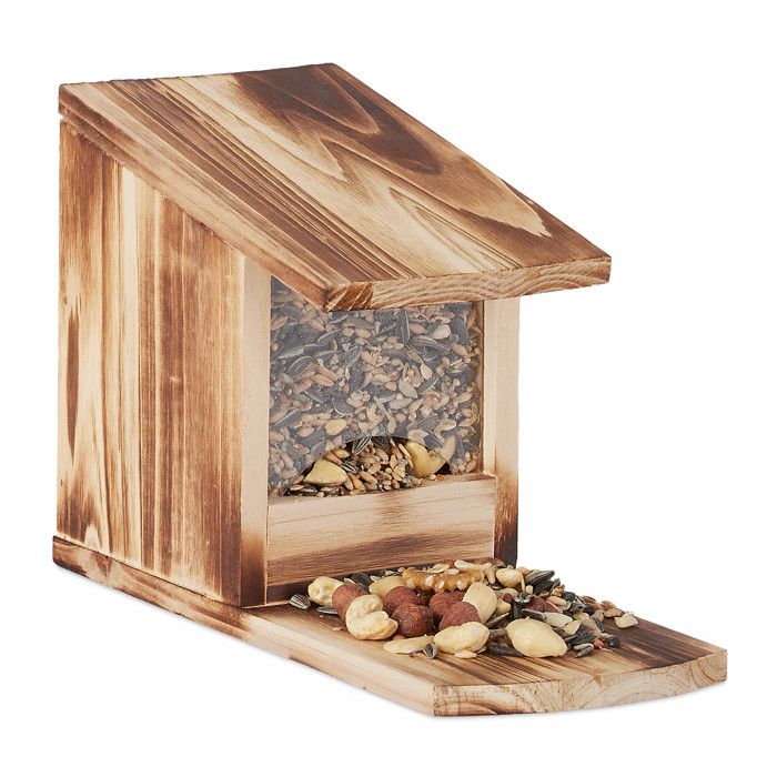 Meilleurs prix pour Relaxdays Mangeoire pour écureuils, Distributeur nourriture, à installer, bois, HLP: 17,5 x 12 x 25 cm, flammé
