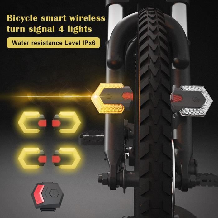 Clignotants de vélo sans fil intelligents, Indicateur de direction à LED avant et arrière Accessoire de vélo