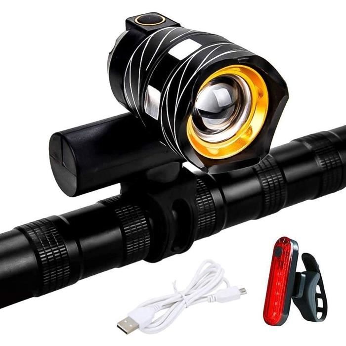 Kit Vélo VTT 2 Lampes LED Rechargeables 8000LM - Avant & Arrière - Étanche Et Détachable
