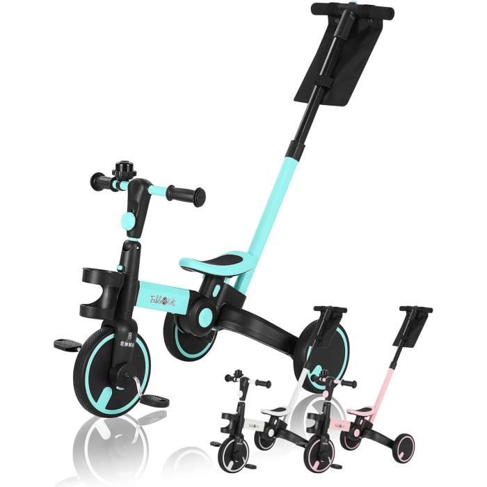 Tricycle évolutif 2-en-1 Pour Enfant 2–6 Ans – Pliable, Avec Barre De Poussée, Rose