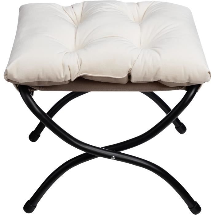 Repose-pieds Pliable En Bambou Avec Coussin - 47x31x44 Cm - Capacité 100 Kg - Pour Salon, Chambre, Bureau (couleur Naturel)
