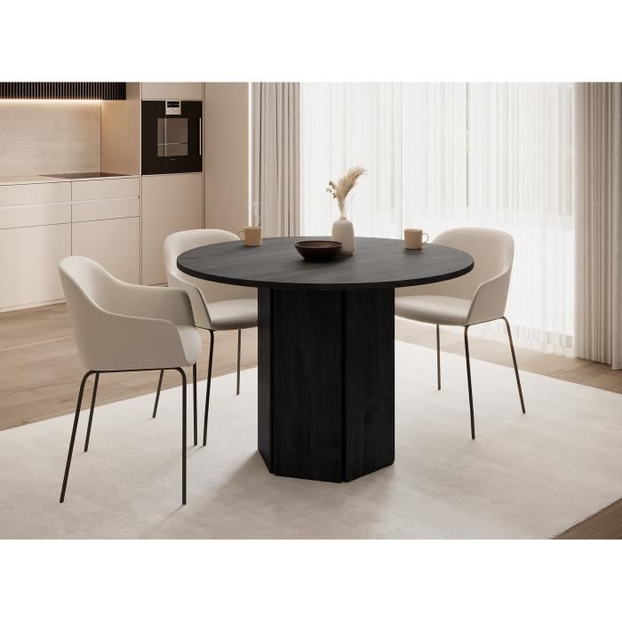 Table ronde - HEXA - 110 cm - Frêne Portland noir