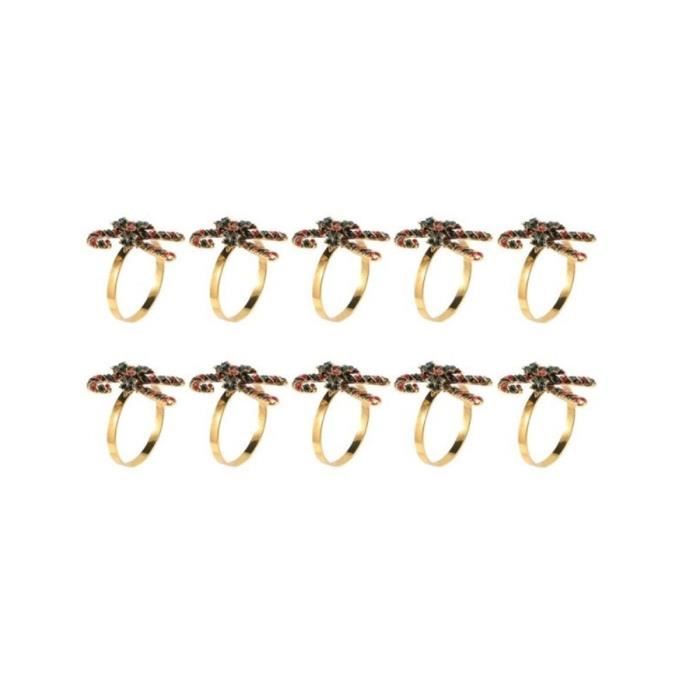 6 Anneaux De Serviette De Noël Dorés - Set De 6 Ronds De Serviette Thème Noël Pour Table Festive