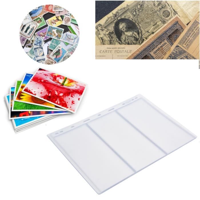 Pages de timbres pour classeur haut de gamme - Lot de 10 feuilles transparentes à 3 rangs