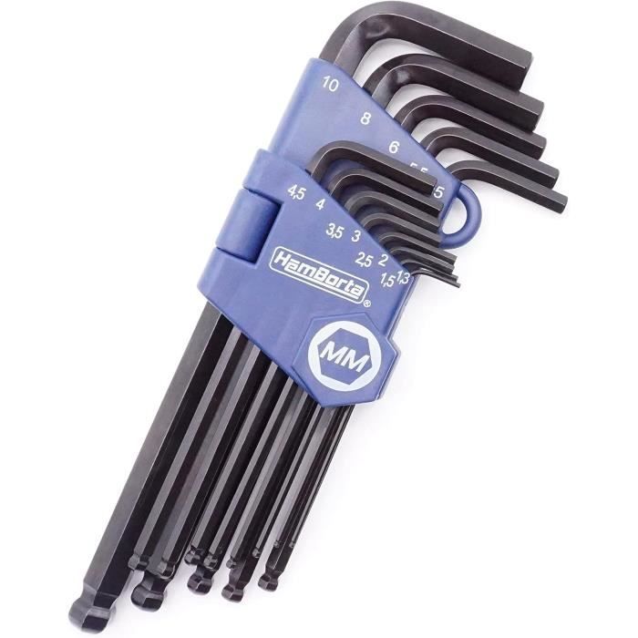 Jeu 8 Clés Allen Pliantes Métriques 1.5-10mm - Outil Portable Atelier Velo Moto