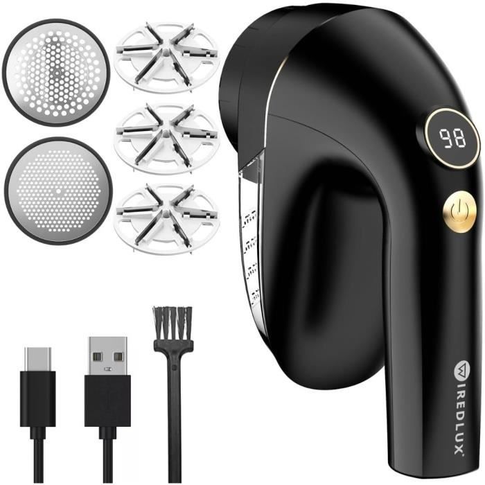 Rasoir Anti-bouloche Ziitty - Rechargeable USB-C, 6 Lames, écran LCD, 3 Vitesses