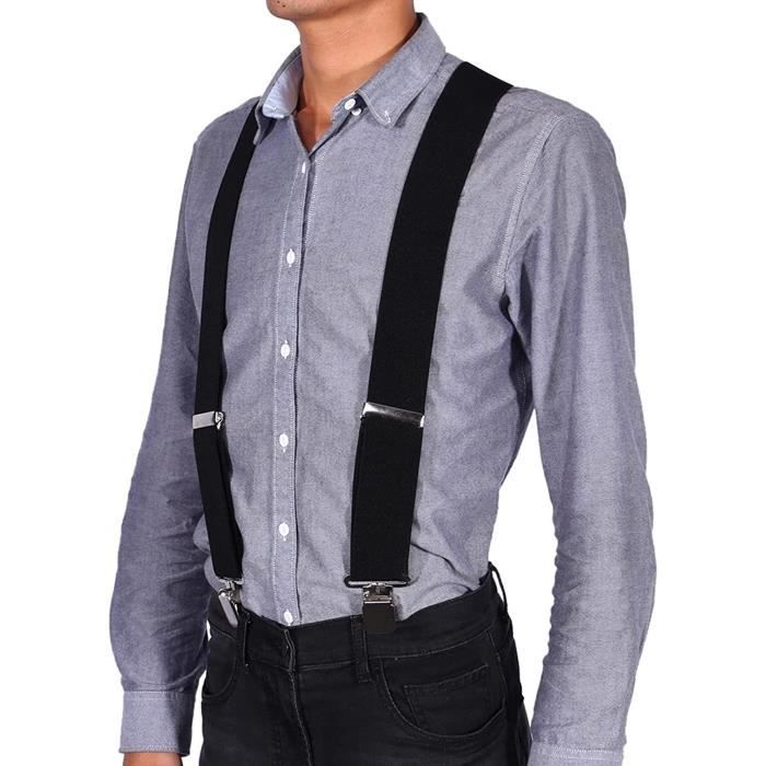 Bretelles Homme Olata Extra-Larges 5cm - 6 Pinces - Élastique Y - Pièce Cuir - Polyester/Élasthanne