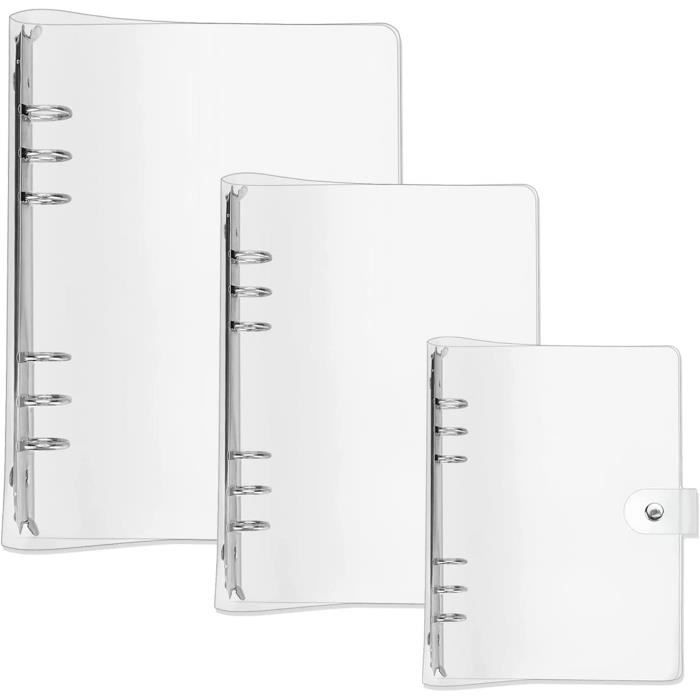 Classeurs à Anneaux, 3Pcs Classeur En PVC Souple, Transparent Classeur à Anneaux Personnalisable
