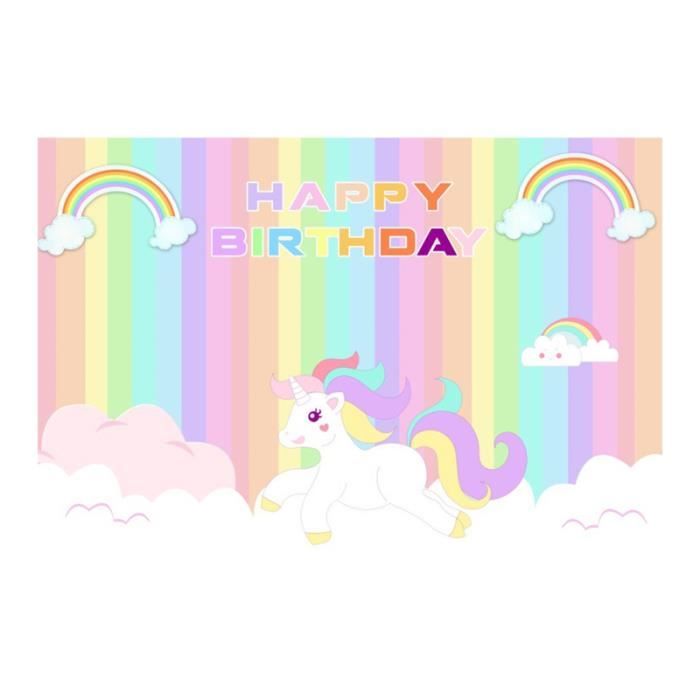 1pc Photo Toile De Fond Joyeux Anniversaire Licorne Arc En Ciel Nuage Imprime De Accessoire Pour Fete Rassemblement Coussin Cdiscount Appareil Photo