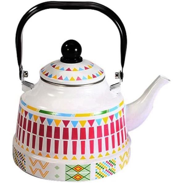 Bouilloire Émaillée Rétro 0,8L Avec Poignée - Idéale Pour Camping, Thé Et Café