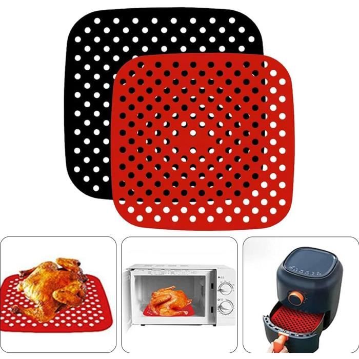 2 Tapis Silicone Pour Friteuse à Air 21,5x21,5 Cm - Réutilisables, Anti-adhésifs, Sans BPA