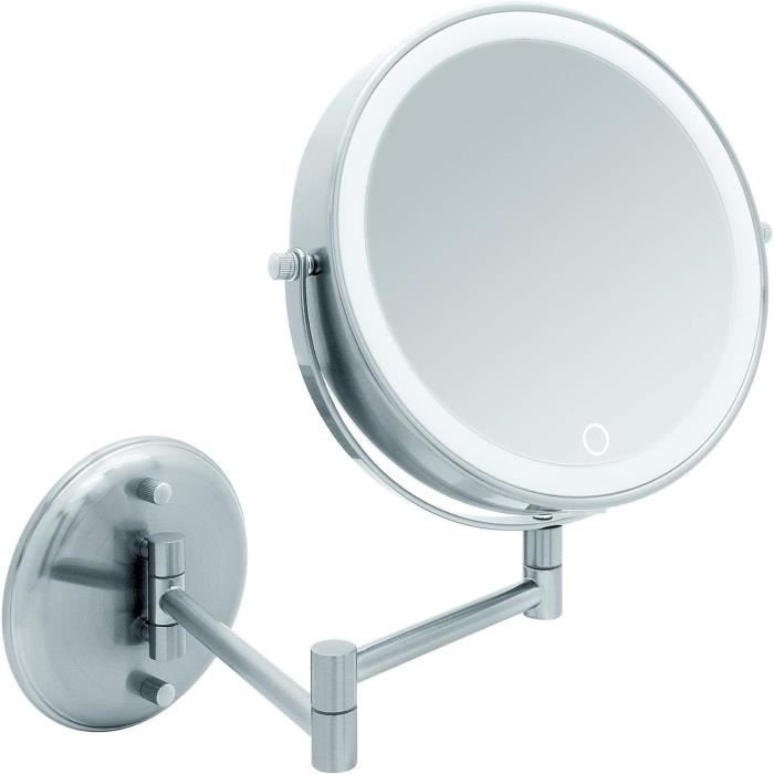 VENTEO Miroir Coiffeuse Grossissant Avec Lumière LED Rotatif à 360° Miroir Mural Avec Bras Flexible Et Ventouse Puissante Miroir Salle De Bain