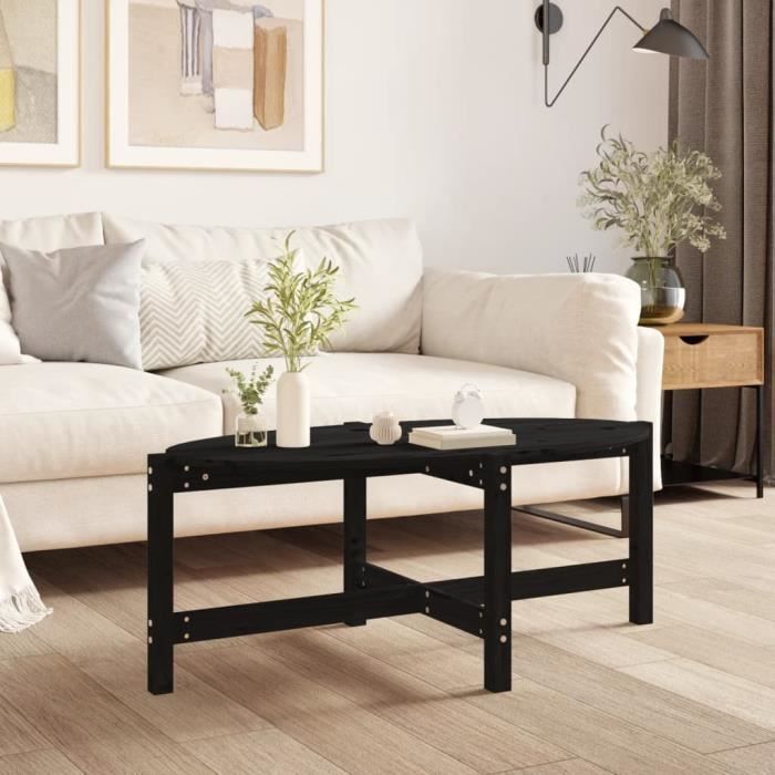 WIP Table basse Noir 118x63x45 cm Bois massif de pin - W5428 ...