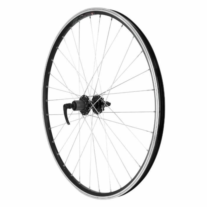 Roue de vélo VTC arrière M240 aluminium moyeueu pour disc 6 trous pour cassette Velox Disc-V-B Shimano-Sram 10-9V. - noir - 700 x 35