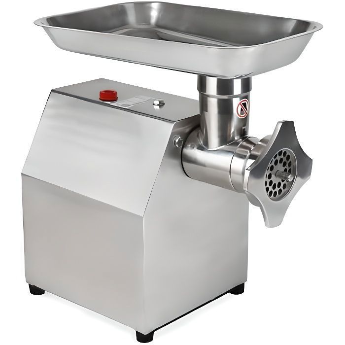 Hachoir à viande inox 370W, 80kg/h, taille 8, pro restauration, disques