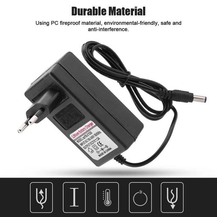 Chargeur Lithium Universel 100-240V - Pour Auto, Moto, Scooter - Neuf Sous Blister