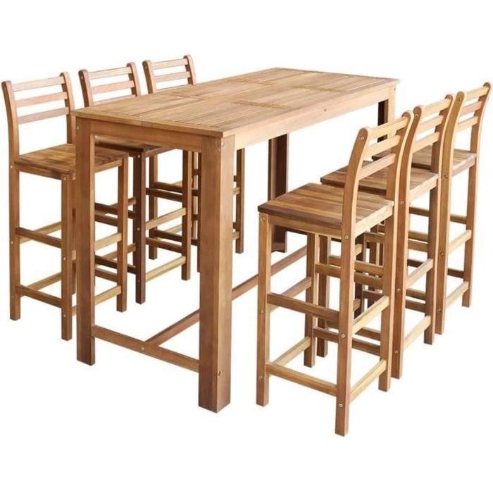 vidaxl table et chaises de bar 7 pcs bois d'acacia massif