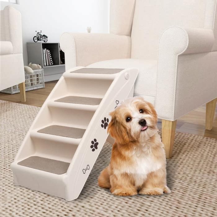 VidaXL Escalier Pliable Chiens Crème