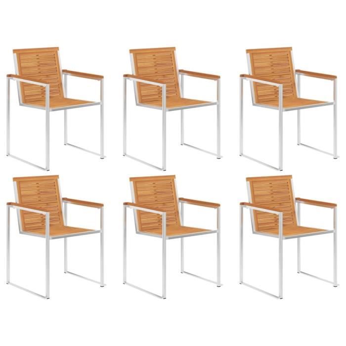 vidaXL Chaises de jardin Bois d'acacia et acier - vue 2