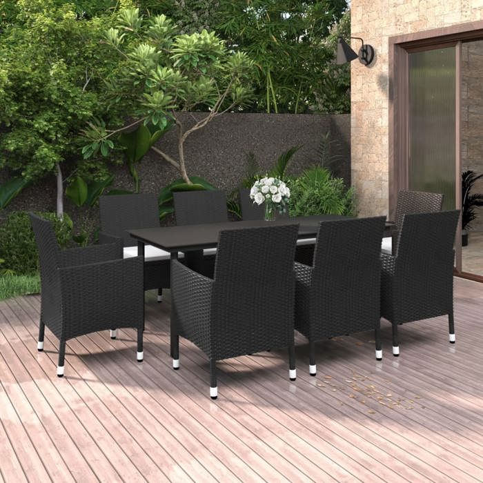 Salon De Jardin VidaXL Ensemble à Manger De Jardin Avec Coussins 11pcs, Chaises à Manger Avec