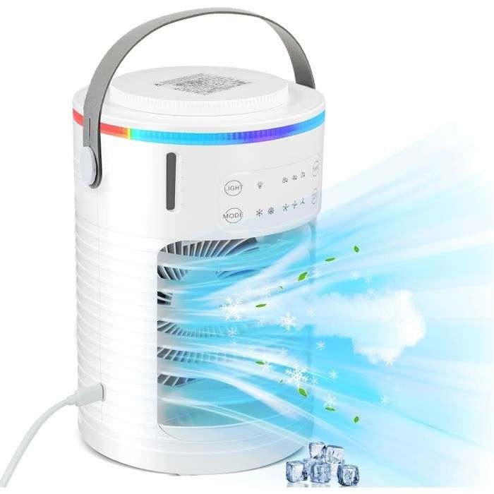 Climatiseur Mobile Mini Climatiseur Portable, Puissant Refroidisseur d'Air par Evaporation avec