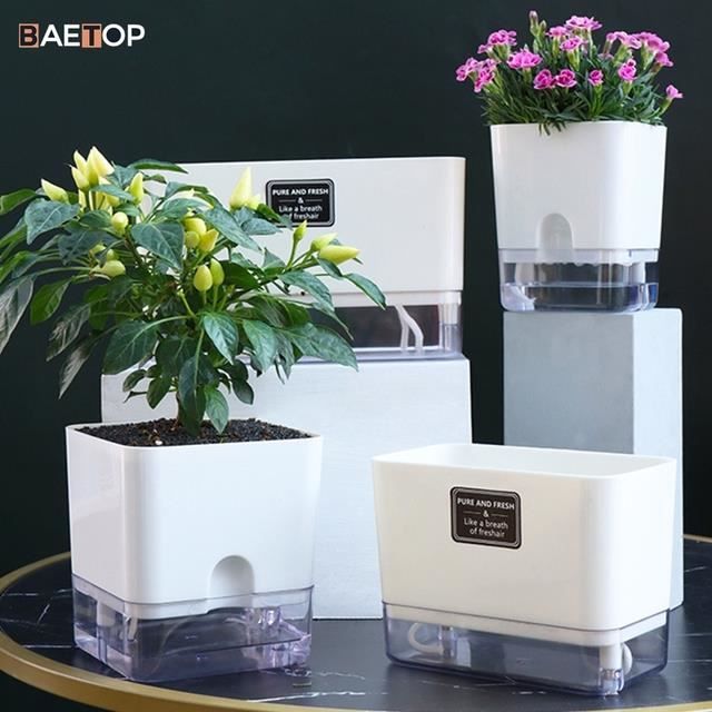 Lot De 2 Pots De Fleurs à Auto-Arrosage Josteve - Réservoir D'Eau Visible - 21 Cm Et 13,5 Cm - Pour Intérieur/Extérieur