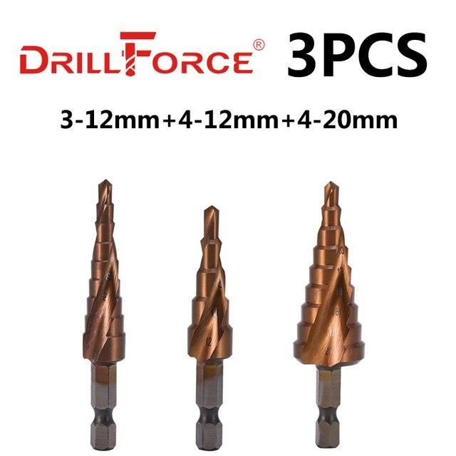 Foret étagé En Cobalt M35 Pour Métal - 11 Tailles De 4 à 22 Mm - Tige Hexagonale 6.35 Mm - Pour Acier, Alu, Cuivre