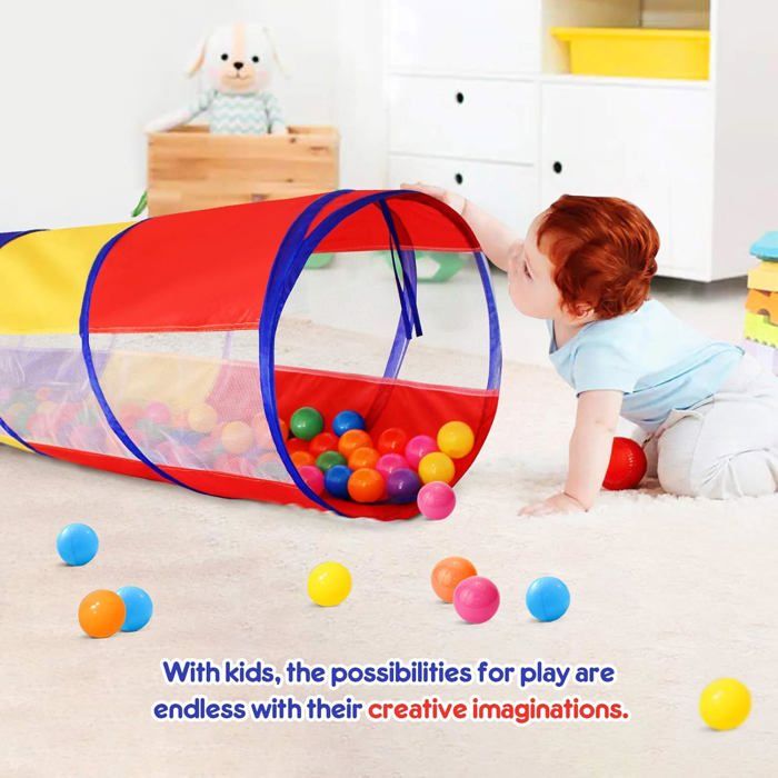 Tunnel De Jeu Pop-up Relaxdays – 180 X 46 Cm – Motricité, Intérieur/extérieur – Coloré Et Pliable