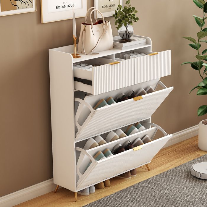 Armoire à Chaussures à 3 Abattants, Étagère à Chaussures étroite