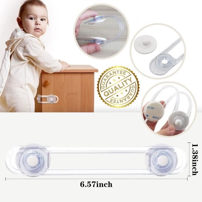 Sécurité Placard Enfant JAONLD - 3 Bloque Portes Sans Perçage | Pour Armoires, Réfrigérateurs (Blanc)