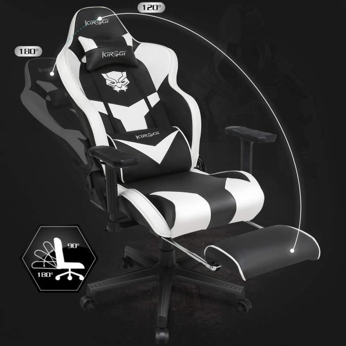 Kirogi Chaise Gaming Ergonomique, Chaises de Jeu réglables avec  Repose-Pieds, Grande Fauteuil Gamer avec Appui-tête et Soutien Lombaire,  Chaise de Bureau Gaming…