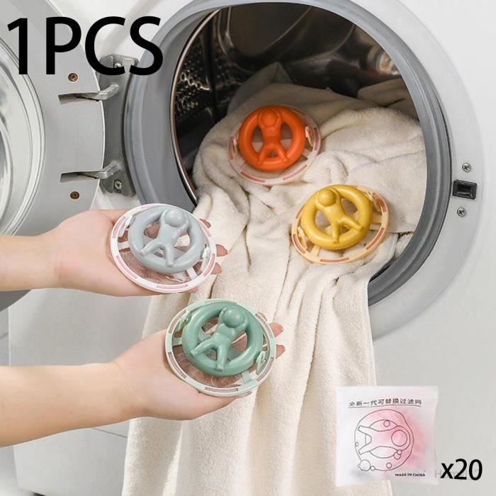Machine à laver Attrape-poils Boules de lessive Flottantes Lints Anti-enroulement  Sac collecteur de fibres pour machine à Gris - Cdiscount Electroménager