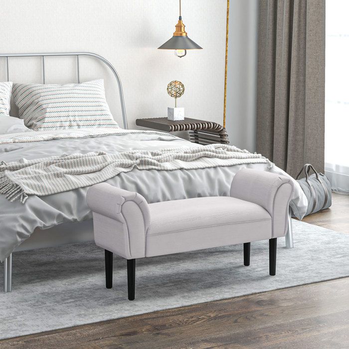 Banc De Lit Rembourré HOMCOM 102x36x51 Cm - Tissu Voile Bleu - Charge Max 130 Kg - Pour Chambre, Entrée - 5