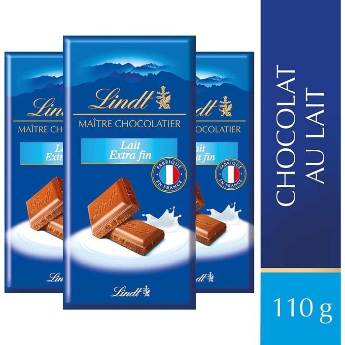 Tablette de chocolat Lait Extra Fin Lindt 3x100g sur
