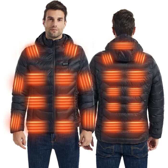 BLOUSON PERFECTO BOMBER Veste Chauffante Homme Femme Doudoune Chauffante avec 23 Coussins Chauffants en Fibre de Carbone Noir Noir Cdiscount Pret a Porter