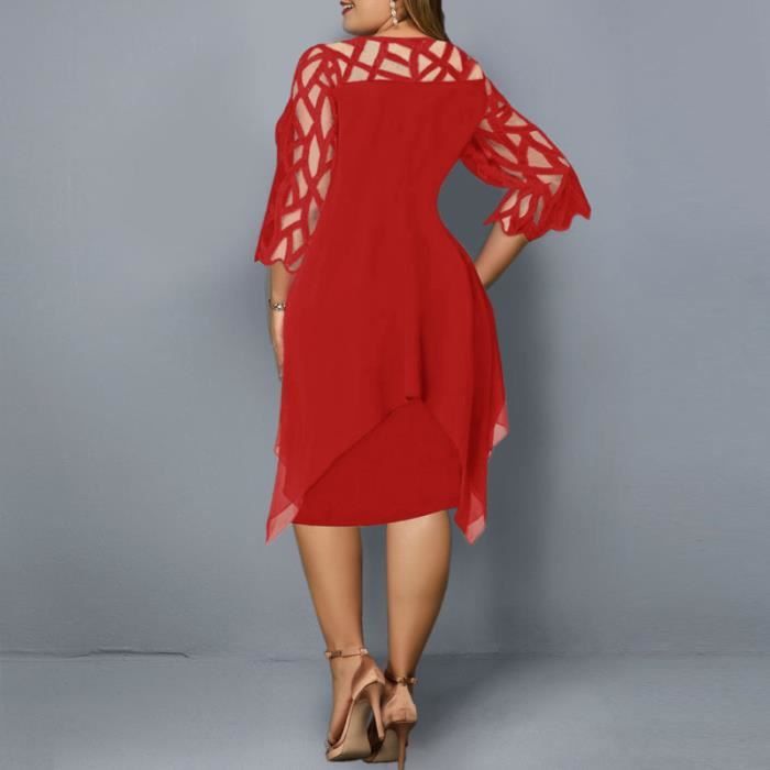 Robe de ceremonie Nouvelles robes d ete femmes grande taille fete longues robes cool Rouge Rouge Cdiscount Pret a Porter