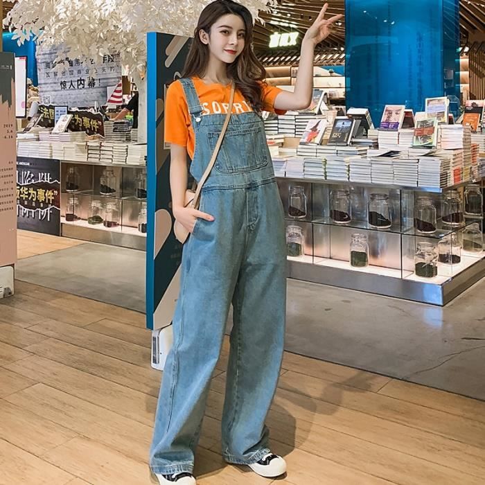 Salopette En Jean Décontractée Pour Femme - Style Boyfriend Ample Avec Poches Pratiques