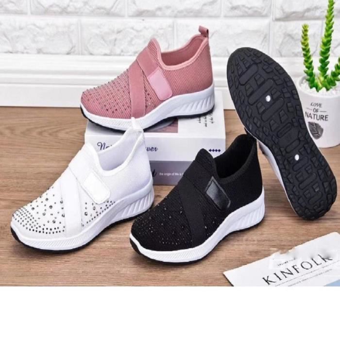 Baskets Femme REMYCOO L g res Pieds Sensibles Respirantes Rouge