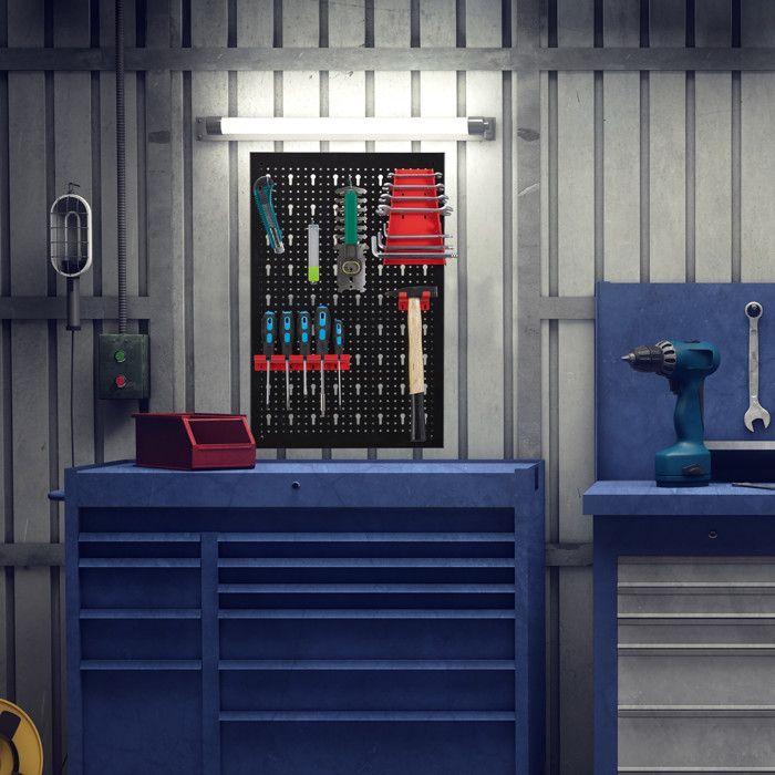 Relaxdays Lot De 4 Barres à Outils Murales Avec Doubles Pinces - Rangement Pratique Pour Tournevis Et Pinces Au Garage