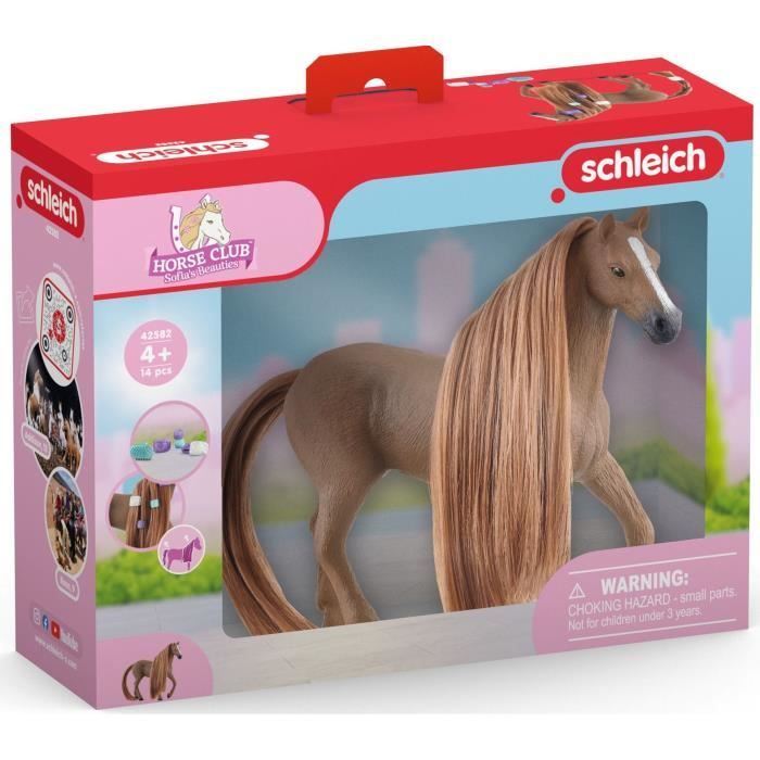 Schleich | Jument Pur-Sang Anglais Beauty Horse 42582 | 14 pièces | Coffret de jeu | coffret avec figurines, nombreuses fonctions et accessoires