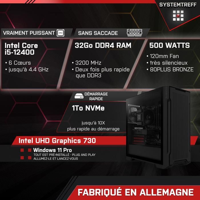 Ordinateur PC Gaming EXtremeBit Assemblé, Processeur Core I5-9400, RTX
