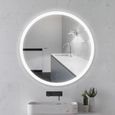 Miroir de salle de bain rond mural 60cm avec éclairage LED anti-buée - Larathy-2