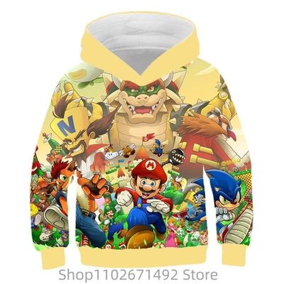 Pull à Capuche Super Mario – Bleu – Garçon 7-8 Ans – Imprimé Graphique – Très Bon état