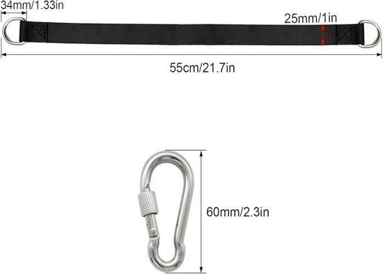 Sangles Pour Hamac 2 X 3 M - Polyester Renforcé, Charge 400 Kg - Avec Mousquetons, Ajustables - Pour Arbres, Balançoires