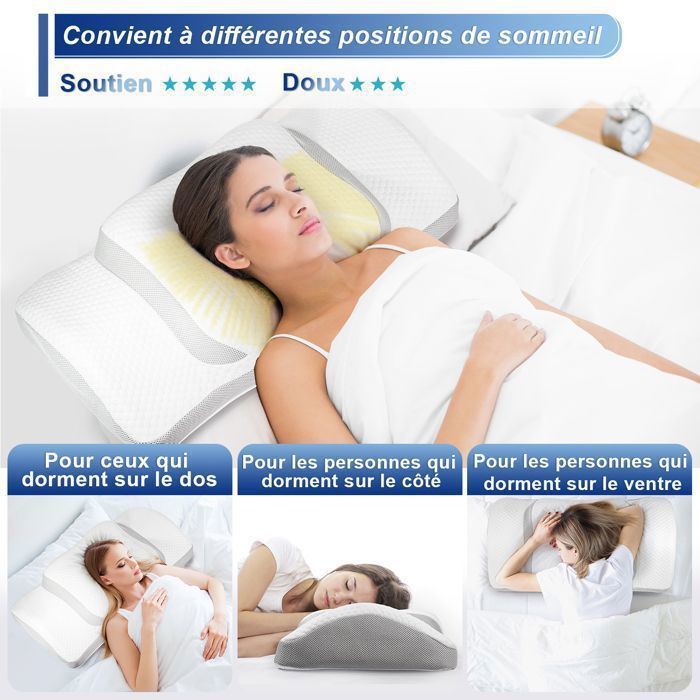 Oreiller Cervical Memory Foam,Oreiller Orthopédique à Mémoire de Forme pour la Nuque,Oreiller Ergonomique Cervical pour Les Dormeurs sur Le Côté, Le Dos et Le Ventre 60 x 40 x 11/13cm - Matelas Oreiller Cervical Memory Foam,Oreiller Orthopédique à Mémoire de Forme pour la Nuque,Oreiller Ergonomique Cervical pour Les Dormeurs sur Le Côté, Le Dos et Le Ventre 60 x 40 x 11/13cm - Matelas